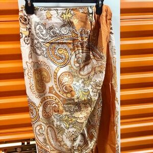 🧡🤍🖤 Wrap Midi Paisley Print Skirt, 36/4, New